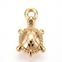 Настоящее золото 18K Латунные подвески, прелести черепахи, без кадмия, без никеля и без свинца, реальный 18 k позолоченный, 10x5.9x1.9 мм, отверстие : 1.2 мм