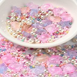Pink Тема океана: раскрашенные стеклянные бусины своими руками, разнообразные, розовые, 3~14 х ~ 15x3~6.5 mm, отверстие : 0.8~1 мм