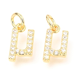 Letter M Messing Mikro ebnen Zirkonia Charme, mit Ringe springen, griechisches Alphabet, echt 18 k vergoldet, letter.m, 12x6.5x1.9 mm, Sprungring: 5x0.9 mm, Bohrung: 3.2 mm