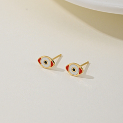 Красный Элегантные 201 серьги-гвоздики с эмалью из нержавеющей стали от сглаза, золотые, красные, 5x9 мм