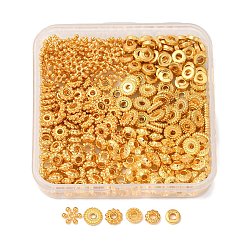 Золотой 300 шт 6 стили сплава распорные бусины, диск, пончик и биконус, разнообразные, золотые, 6~7 мм, отверстие : 1~2.5 мм, 50 шт / стиль