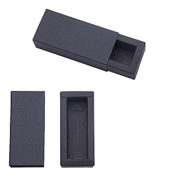 Black Kraft Paper Drawer Box, Folding Box, Drawer Box, Rectangle, Black, Finished Product: 9.5x4cm, Inside Size: 8x2.5x2.5cm, 24pcs/set