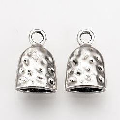 Antique Silver Tibetan Style Alloy Cord Ends, End Caps, Hammered, Cadmium Free & Nickel Free & Lead Free, Antique Silver, 14x9x5mm, Hole: 2mm, about 1110pcs/1000g, Inner Diameter: 3x7mm