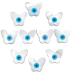 Белые Ракушки 10шт. натуральные белые перламутровые бусины из ракушек, жемчужные, бабочка с сглаза, 10x12x2 мм, отверстие : 0.5 мм