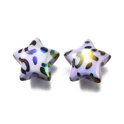 Фиолетовый Непрозрачные акриловые бусины с УФ-покрытием, радужный, звезда с леопардовым рисунком, фиолетовые, 15x15x7.5 мм, отверстие : 3 мм