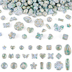 Стально-синий 100g непрозрачные акриловые бусины, золотой металл обвитыми, разнообразные, стальной синий, 10.5~20x7~20x5~9 мм, отверстие : 1.2~2 мм, Около 92 шт / 100 г