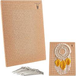 Tan Knitting Tools, including 1Pc Cork Crochet Blocking Board and 50Pcs Iron T Pins, Tan, Board: 40.7x30.6x1cm, Pins: 51x13.5x1.1mm