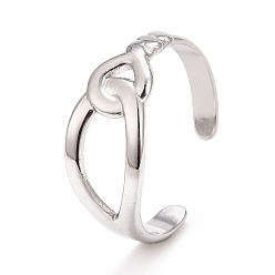 Stainless Steel Color Non-Tarnish 304 Stainless Steel Interlock Knot Shape Open Cuff Ring for Women, Stainless Steel Color, US Size 7 3/4(17.9mm)