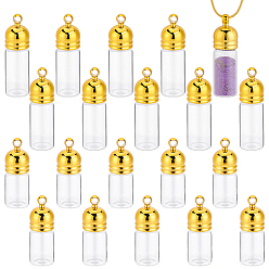 Золотистый 20шт. 2 варианты прозрачных стеклянных подвесок в виде бутылочек желаний, с винтовой крышкой из сплава, золотые, 29~34.5 мм, отверстие : 2.5 мм, 10 шт / стиль