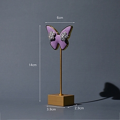 Lilac Velvet with Metal Earring Display Stand, Butterfly, Lilac, 14x6cm