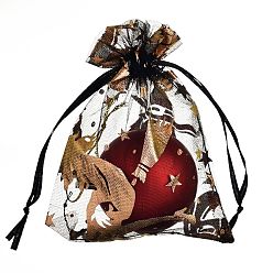 Witch Прямоугольные сумки из органзы на шнурке, пакеты для хранения конфет горячего тиснения, подарочный пакет на Хэллоуин, ведьма, 14x10 см