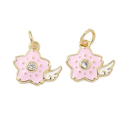 Настоящее золото 18K Латунные микро проложить кубического циркония подвески, , Эмаль стиле, стойки покрытие, долговечный, без кадмия и без свинца, с целью перехода в кольце, реальный 18 k позолоченный, 11.5x13x2.5 мм, отверстие : 3.5 мм