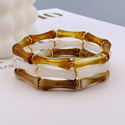 Светло-коричневый Браслеты из акрила и бамбука для женщин, загар, внутренний диаметр: 2-1/4 дюйм (5.8 см)