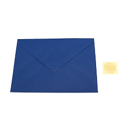 Dark Blue Gilding Classical Kraft Paper Envelopes, Rectangle, with Stickers, Dark Blue, 135x195x0.5mm, Stickers: 35mm