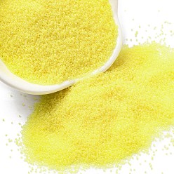 Желтый Светящиеся в темноте прозрачные мини-стеклянные круглые бусины, нет отверстий / незавершенного, микробусины для нейл-арта, желтые, 0.6~0.8 мм