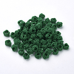 Темно-Зеленый Полиэстер плетение бисер, круглые, темно-зеленый, 6x5 мм, отверстия: 4 мм, около 200 шт / мешок
