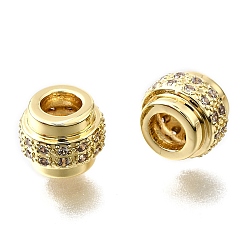 Настоящее золото 18K Латунные микропаве из прозрачного кубического циркония, без свинца и без кадмия, стойки покрытие, долговечный, колонка, реальный 18 k позолоченный, 8x6 мм, отверстие : 3.5 мм