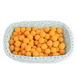 Оранжевый Бусины из ткани ручной работы, дерева, покрытого шерстью, круглые, оранжевые, 20 мм