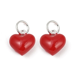 (123L) Белый крем непрозрачный блеск Сплав эмали прелести, с целью перехода в кольце, шарма сердца, серебряные, огнеупорный кирпич, 13x12.5x7.5 мм, отверстие : 5.5 мм