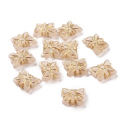 Moccasin Plating Acrylic Beads, Golden Metal Enlaced, Frosted, Butterfly, Moccasin, 11.5x14.5x5mm, Hole: 1.8mm, about 940pcs/500g