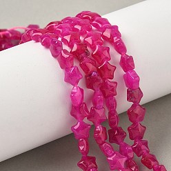 Темно-Розовый Окрашенные нити из натурального малайзийского нефрита в виде звездочек, темно-розовыми, 7.5x8x4.5 мм, отверстие : 0.8 мм, около 55~59 шт / нитка, 15.16''~15.55'' (38.5~39.2 см)