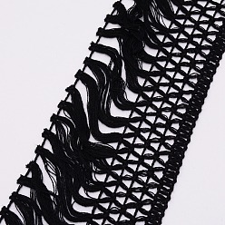 Negro Adornos de borde de cinta de encaje de algodón, cinta de borla, para coser tela artesanal, negro, 4 pulgada (100 mm), sobre 45yards / rodillo (41.15 m / rollo)