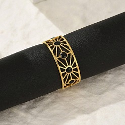 Золотой Полые 304 эмалированные манжеты из нержавеющей стали для женщин, золотые, 8 мм, внутренний диаметр: регулируемый