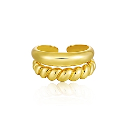 Golden Offene Manschettenringe aus Messing, Twist, golden, 15~20 mm