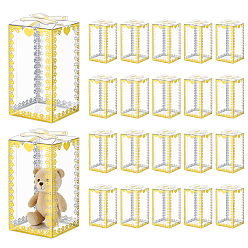 Claro Cajas de embalaje transparentes para mascotas con estampado dorado, Estuches de almacenamiento rectangulares plegables con lazo, Claro, 6x6x10.5 cm
