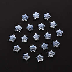 Светло-Синий 20 шт. Прозрачные стеклянные бусины, окрашенные распылением., с покрытием AB цвета, звезда, голубой, 8x8.5x4 мм, отверстие : 1 мм