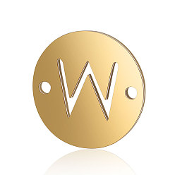 Letter W 201 соединительные звенья нержавеющие, плоские круглые с буквы, золотые, буква.w, 12x0.8 мм, отверстие : 0.8 мм