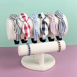 Белый Держатели повязок на голову из ПВХ, бархата и дерева, Органайзер для украшений на голову для девочек и женщин, белые, 32x18x25 см