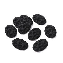 Schwarz Lackierte legierungsanhänger, ellipsenförmige, Schwarz, 33.5x23x5 mm, Bohrung: 1.2 mm