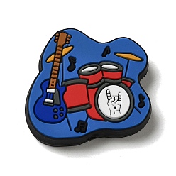 Royal Blue Musical Instruments Food Grade Silicone Focal Beads, Royal Blue, 29x32x6.5mm, Hole: 2.5mm