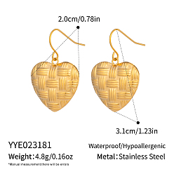 Настоящее золото 18K 304 Винтажные французские серьги-сердечки из нержавеющей стали для женщин, реальный 18 k позолоченный