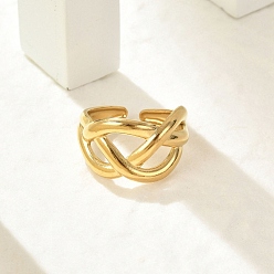 Золотой 304 из нержавеющей стали Манжета кольца для женщин, крест-накрест открытые кольца, золотые, 13 мм, внутренний диаметр: регулируемый