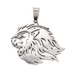 Stainless Steel Color 201 Stainless Steel Pendants, Lion Charms, Cut-Out, Stainless Steel Color, 30.5x34.5x1.5mm, Hole: 1.8mm