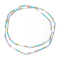 Turquoise Ethnic Style Seed Beaded Double Layers Wrap Style Bracelet, Boho Bracelet, Turquoise, 26 inch(66cm)