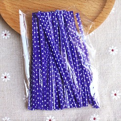 Индиго Крафт-бумажные галстуки, с проволочными стяжками, для украшения подарочной упаковки, свадебные украшения, полька точка рисунок, индиговые, 100x4 мм, 100 шт / пакет