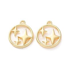 Золотой Акриловые подвески из сплава с покрытием стойки, круглая со звездой, золотые, 16x14x3 мм, отверстие : 1.2 мм