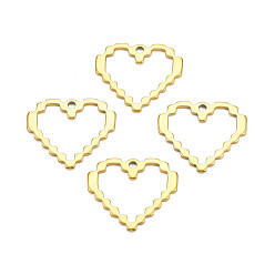 Real 18K Gold Plated Ion Plating(IP) 201 Stainless Steel Pendants, Heart, Nickel Free, Real 18K Gold Plated, 22x25x1.5mm, Hole: 2mm