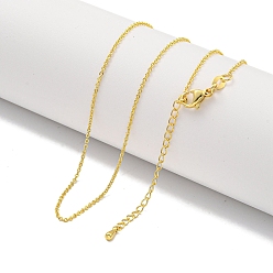 Real 18K Gold Plated Brass Cable Chain Necklaces for Women, Real 18K Gold Plated, 17.87 inch(454mm)
