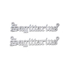 Sagittarius Non-Tarnish 304 Stainless Steel Connector Charms, Word, Sagittarius, 10x42.5x1mm, Hole: 1mm