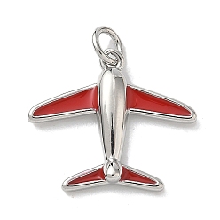 Красный Латунь эмаль подвески, прелести самолета, стойки покрытие, без кадмия и без свинца, долговечный, платина, красные, 17.5x20x3.5 мм, отверстие : 3.5 мм
