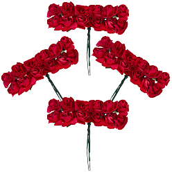 Red 144Pcs Paper Artificial Rose Flower, for DIY Crafts Home Festival Decorative Party Decoration, Red, 83x18x9mm