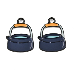 Bleu De Prusse Pendentifs en émail , breloques pour bouilloire, noir, null, 22x17x1mm, Trou: 2mm