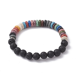 Antik Silber Farbe Gefärbte, farbenfrohe, natürliche Lavastein-Perlenarmbänder, Antik Silber Farbe, Innendurchmesser: 2-1/4 Zoll (5.7 cm)