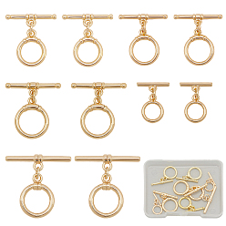 Настоящее золото 18K 10шт. 5 стили латунные застежки-тоглы, с прыжковых колец, кольцо, реальный 18 k позолоченный, 12~18x9~14x1.5~2 мм, отверстие : 1.2~2 мм, 2 шт / стиль