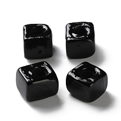 Черный Бусины лэмпворк , квадратный, чёрные, 9.5~11.5x10~12x8~8.5 мм, отверстие : 3.5~4 мм