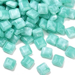Средний Аквамарин Непрозрачные акриловые бусины, квадратный, граненые, средний аквамарин, 15.5x15.5x7.5 мм, отверстие : 1.4 мм, о 327~454 шт / 500 г.
